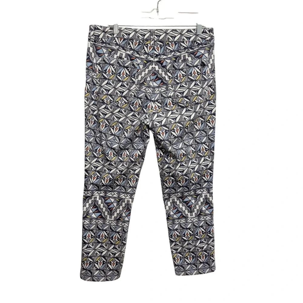 Tory Burch Acoma Geometric Print Straight Leg Cropped Pants Size 32